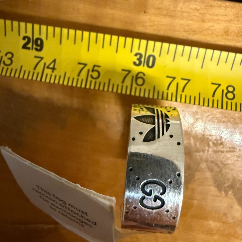 GUCCI X Adidas 702768 Engraved Ring Silver Ag925 GG Logo Size 21 (US 10) - Picture 13 of 13